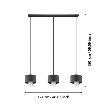 Eglo - Chandelier on a string 3xE27/40W/230V black