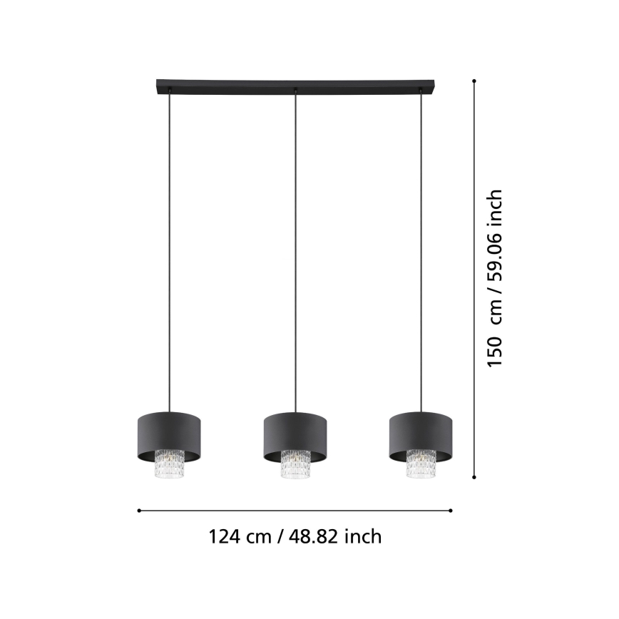 Eglo - Chandelier on a string 3xE27/40W/230V black