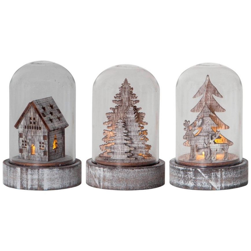 Eglo - SET 3x LED Christmas decoration 1xLED/0,06W/1xCR2032 brown