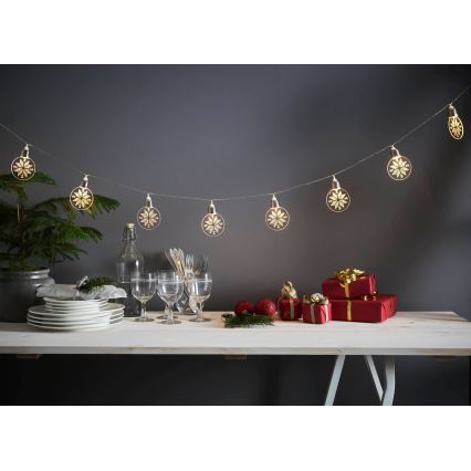 Eglo 411112 - LED Christmas string lights ORNAMENT 10xLED/3xAA 2.4m warm white