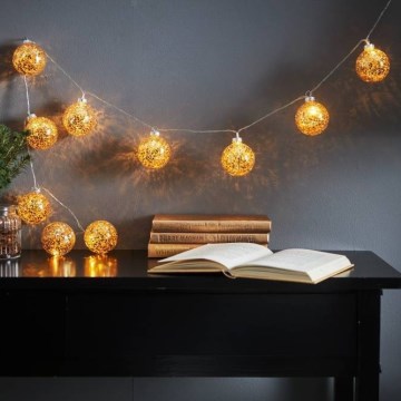 Eglo 411115 - GLITTER LED string 10xLED/2xAA 1,65m warm white