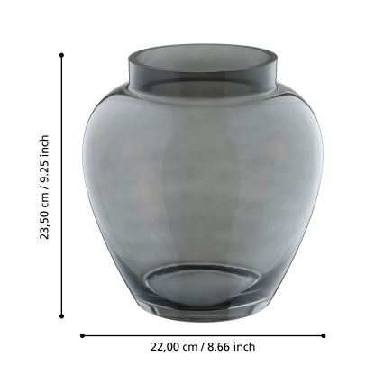 Eglo 421211 - ASINDRO Glass Vase, 23.5 x 22 cm, Black/Smoky