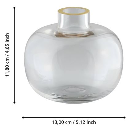 Eglo 421214 - SIRANANA 11.8 x 13 cm Glass Vase, Clear/Gold