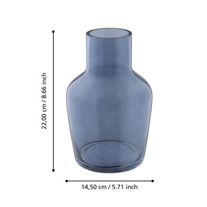 Eglo 421219 - SIRANANA Glass Vase 22 x 14.5 cm, Blue/Smoky