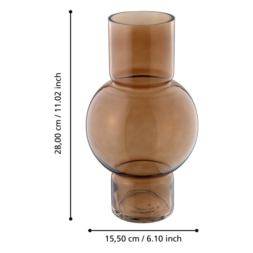 Eglo - Glass vase 28x15,5 cm brown