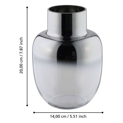 Eglo - Glass vase 20x14 cm silver