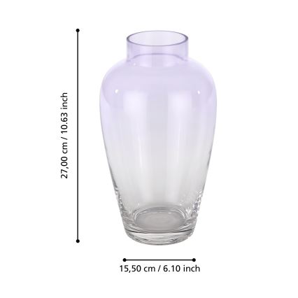 Eglo 421356 - KENYASI Glass Vase 27 x 15.5 cm, Purple
