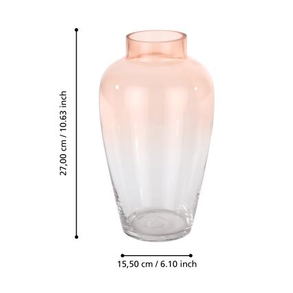 Eglo 421357 - KENYASI Glass Vase, 27 x 15.5 cm, Pink