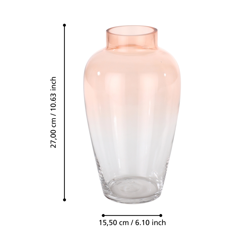 Eglo 421357 - KENYASI Glass Vase, 27 x 15.5 cm, Pink