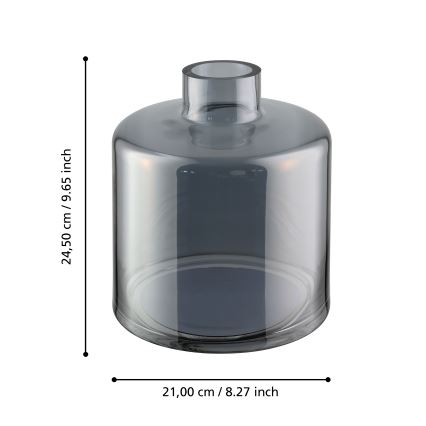 Eglo 421385 - NABAS Glass Vase, 24.5 x 21 cm, Black/Smoky