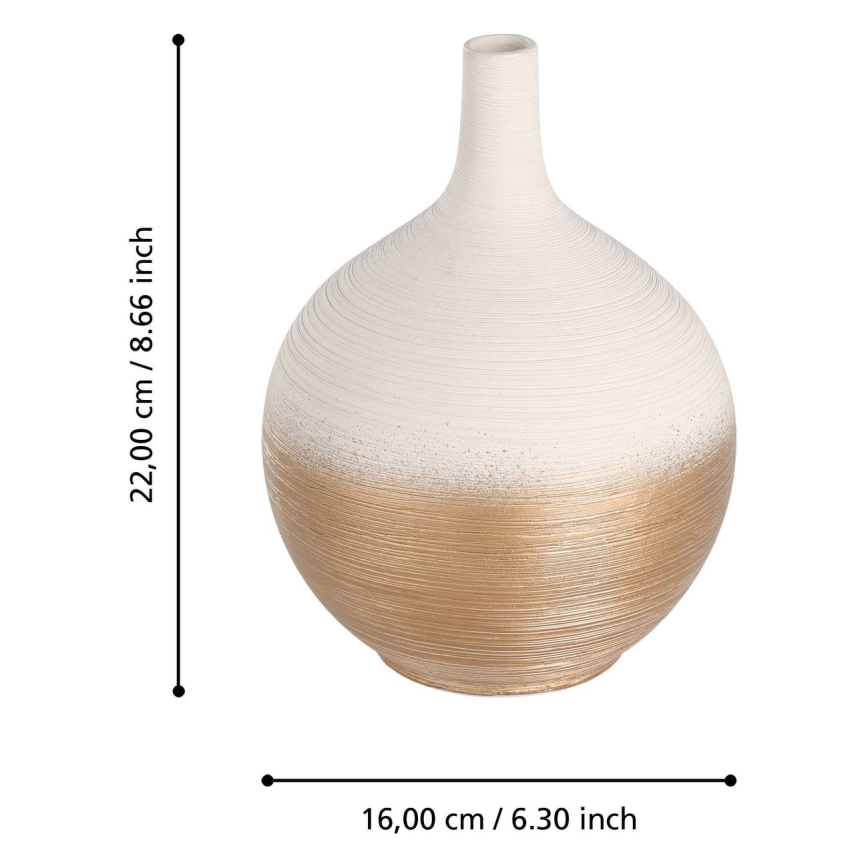 Eglo - Ceramic vase 22x16 cm white/gold