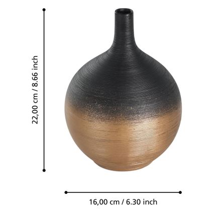 Eglo - Ceramic vase 22x16 cm black/gold