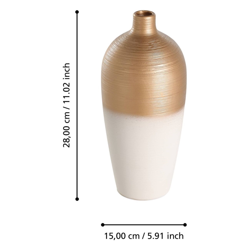 Eglo - Ceramic vase 28x15 cm white/gold