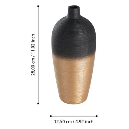 Eglo - Ceramic vase 28x12,5 cm black/gold