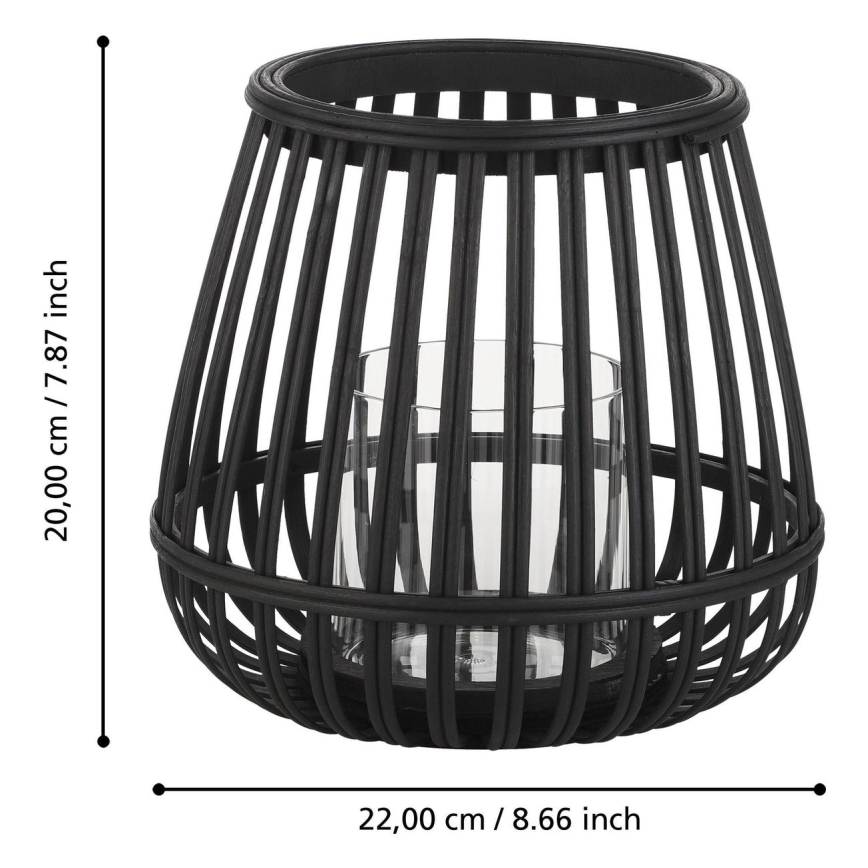 Eglo - Candlestick 20x22 cm black/bamboo