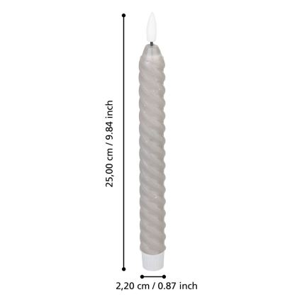 Eglo - SET 2x LED Candle LED/1xAAA 25 cm grey