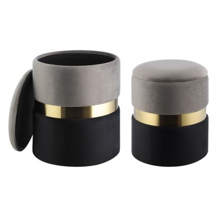 Eglo - SET 2x Stool d. 31,5/36 cm grey/black/gold