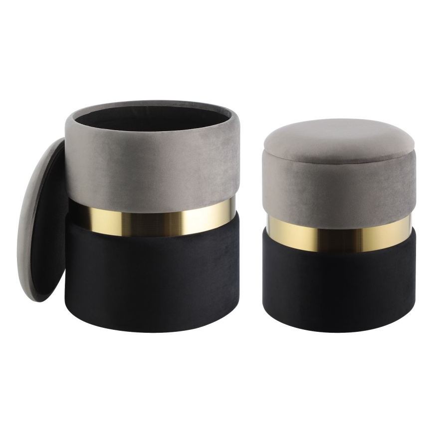 Eglo - SET 2x Stool d. 31,5/36 cm grey/black/gold