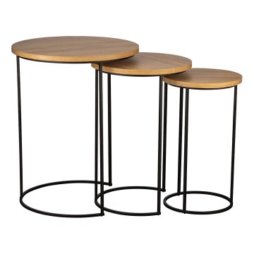 Eglo 424053 - TOWADA Set of 3 Side Tables, Brown/Black