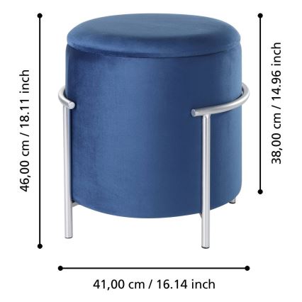 Eglo - Stool 46x41 cm blue/chrome