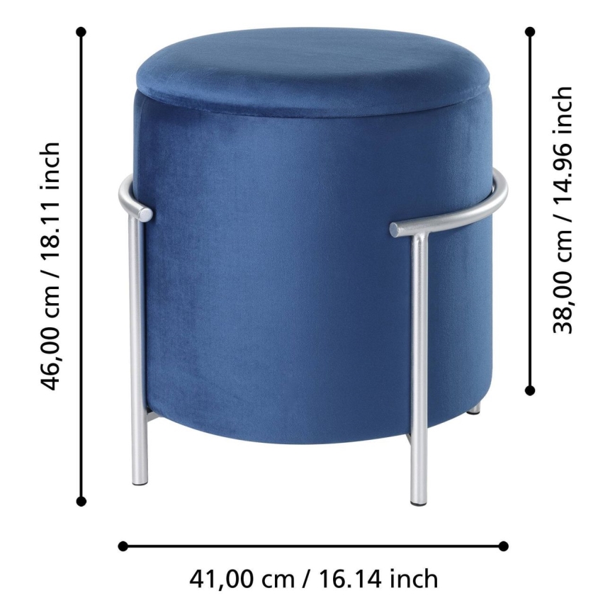 Eglo - Stool 46x41 cm blue/chrome