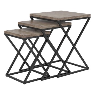 Eglo 424783 - Set of 3 CLONMANY side tables, brown/black