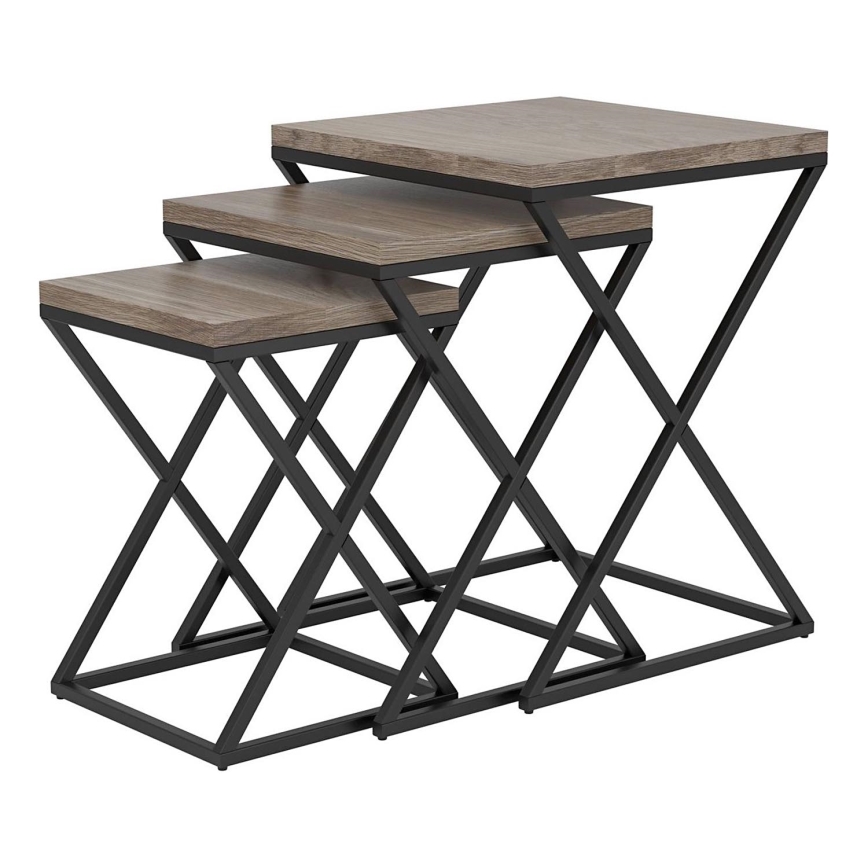 Eglo 424783 - Set of 3 CLONMANY side tables, brown/black