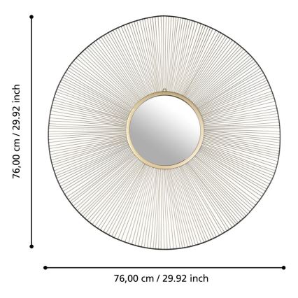 Eglo - Wall mirror d. 76 cm gold/black