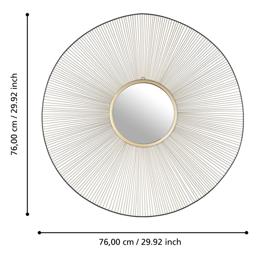 Eglo - Wall mirror d. 76 cm gold/black