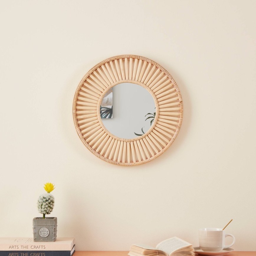 Eglo 425037 - MITSUKE Wall Mirror, Ø 40 cm, Bamboo