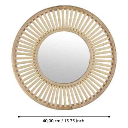 Eglo 425037 - MITSUKE Wall Mirror, Ø 40 cm, Bamboo