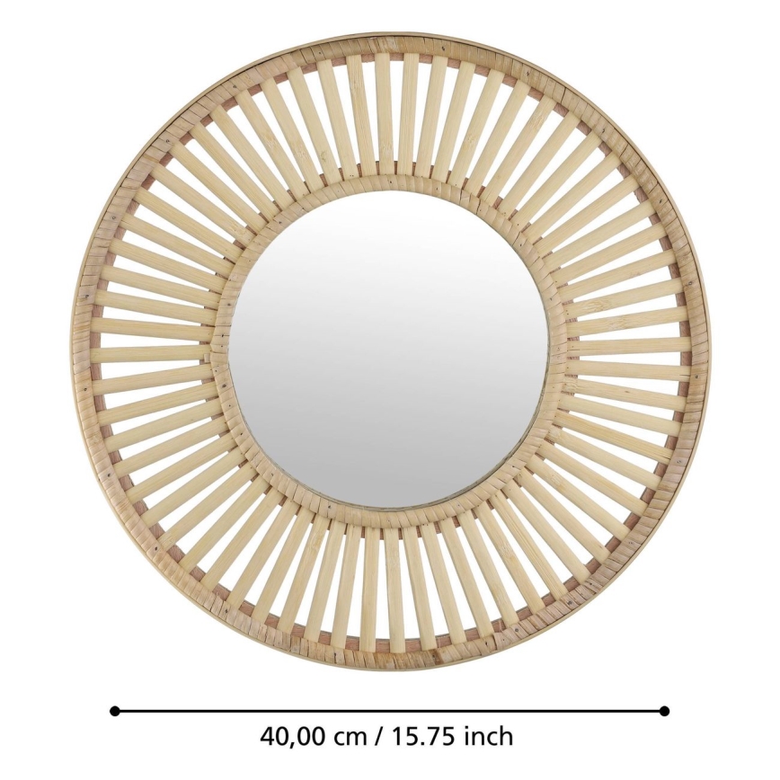 Eglo 425037 - MITSUKE Wall Mirror, Ø 40 cm, Bamboo