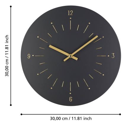 Eglo - Wall clock 1xAA d. 30 cm black