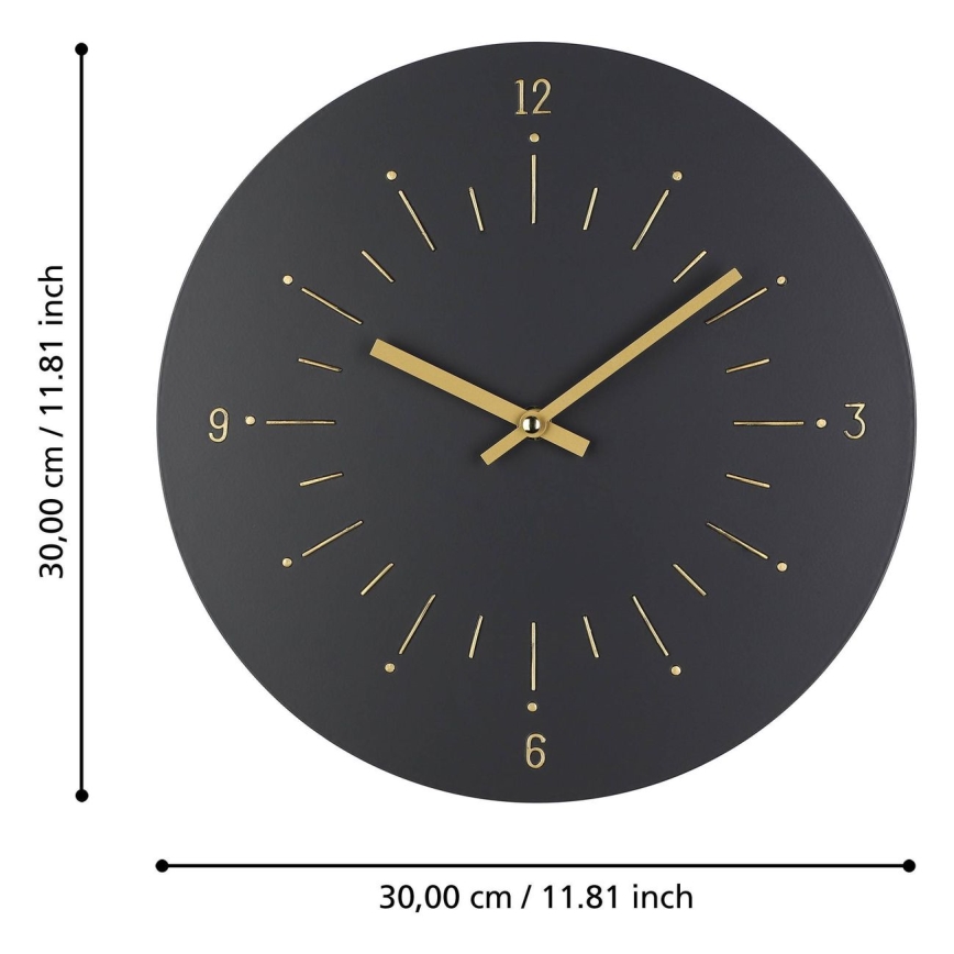 Eglo - Wall clock 1xAA d. 30 cm black
