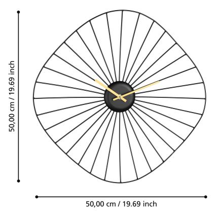 Eglo - Wall clock 1xAA 50x50 cm black