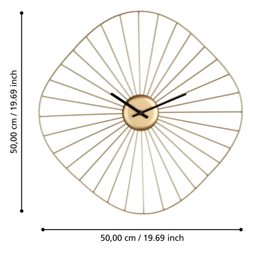 Eglo - Wall clock 1xAA 50x50 cm gold