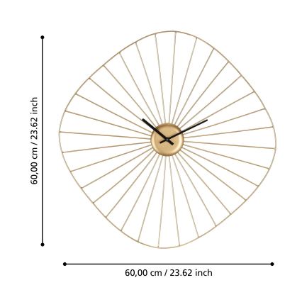 Eglo 425517 - MATSUMOTO Wall Clock 1xAA 60x60 cm Gold