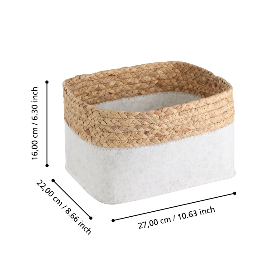 Eglo 426585 - Set of 3 NANAE Decorative Baskets 16 x 27 cm, White/Beige