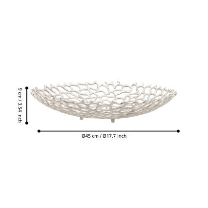 Eglo 427488 - KIMITSU Decorative Bowl, Ø 45 cm, Silver