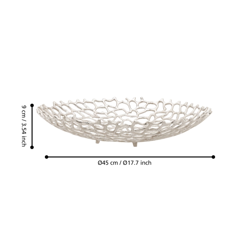 Eglo 427488 - KIMITSU Decorative Bowl, Ø 45 cm, Silver