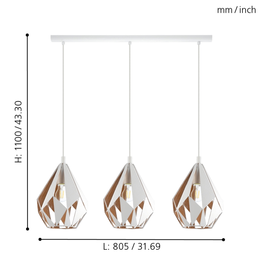 Eglo - Chandelier on a string 3xE27/60W/230V