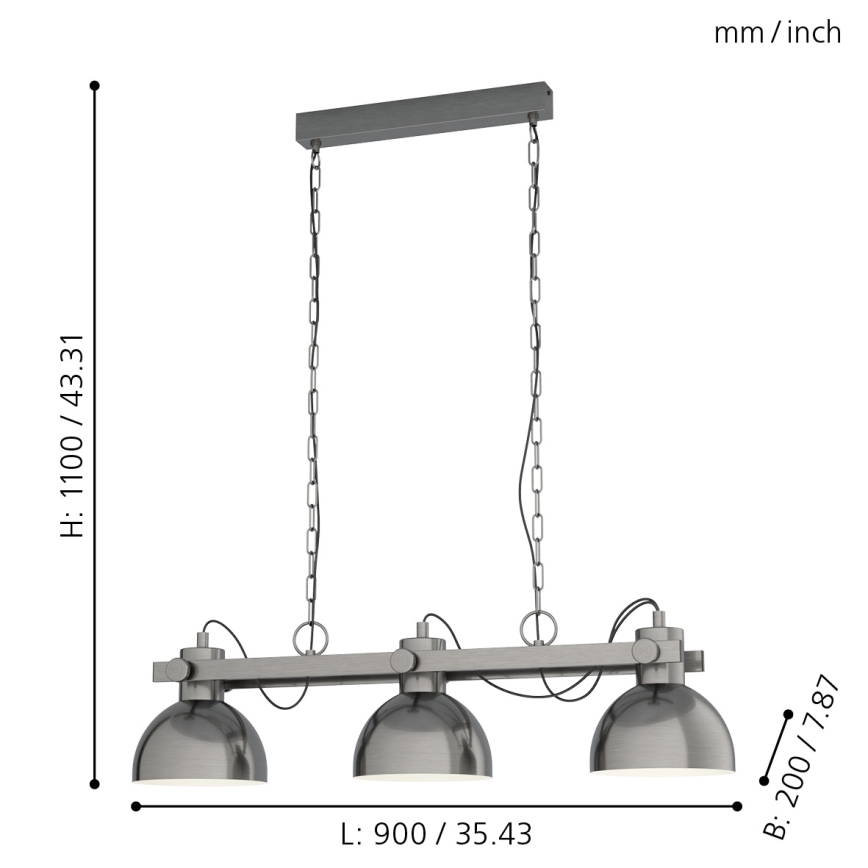 Eglo - Chandelier on a chain 3xE27/28W/230V