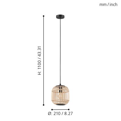 Eglo 43231 - Chandelier on a string BORDESLEY 1xE27/28W/230V diameter 210mm