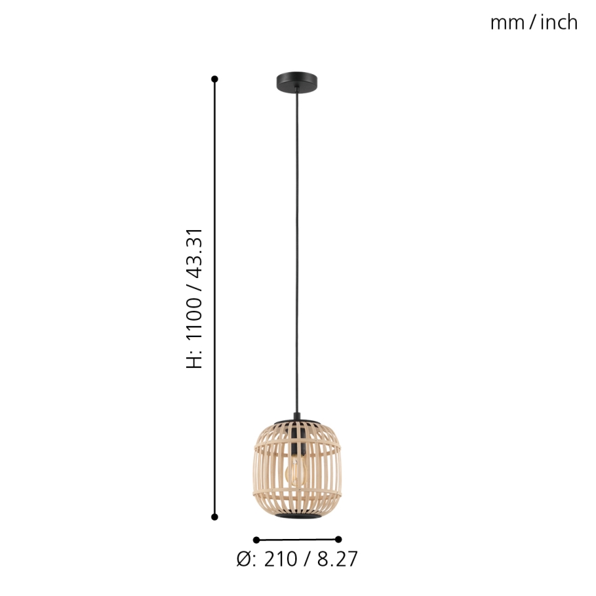 Eglo 43231 - Chandelier on a string BORDESLEY 1xE27/28W/230V diameter 210mm