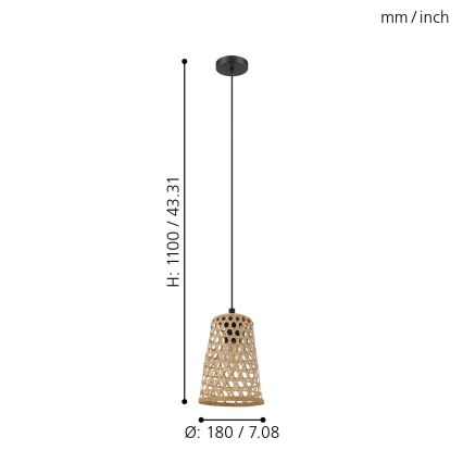Eglo - Chandelier on a string 1xE27/40W/230V diameter 180mm