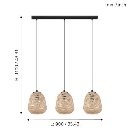 Eglo - Chandelier on a string 3xE27/40W/230V