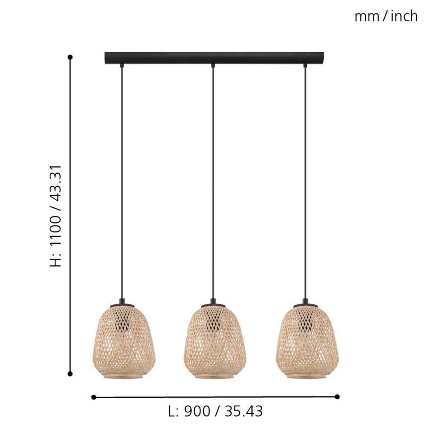 Eglo - Chandelier on a string 3xE27/40W/230V