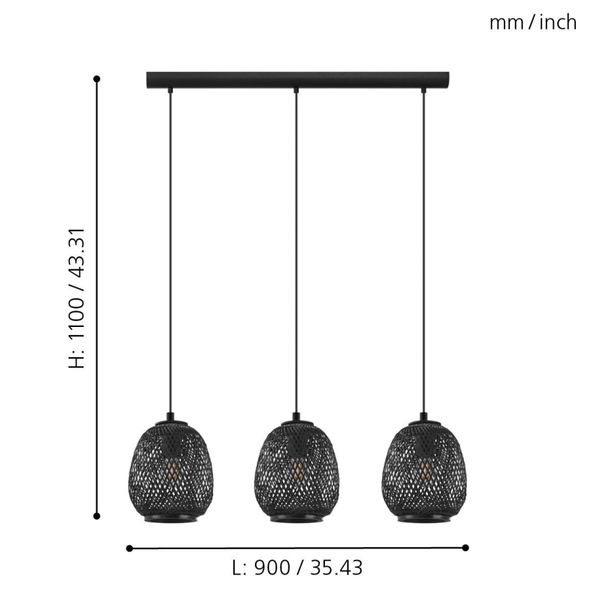 Eglo - Chandelier on a string 3xE27/40W/230V