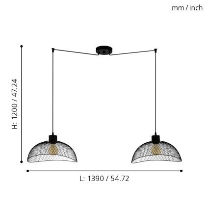 Eglo - Chandelier on a string 2xE27/60W/230V spider