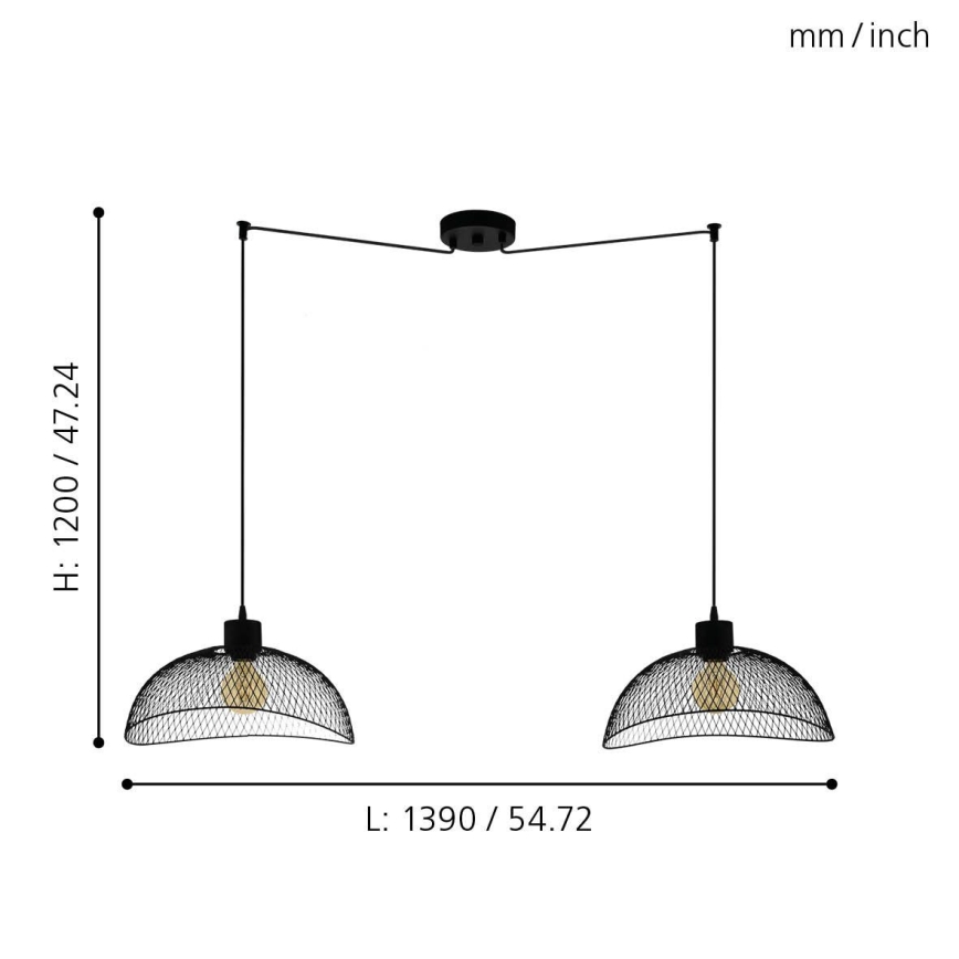 Eglo - Chandelier on a string 2xE27/60W/230V spider